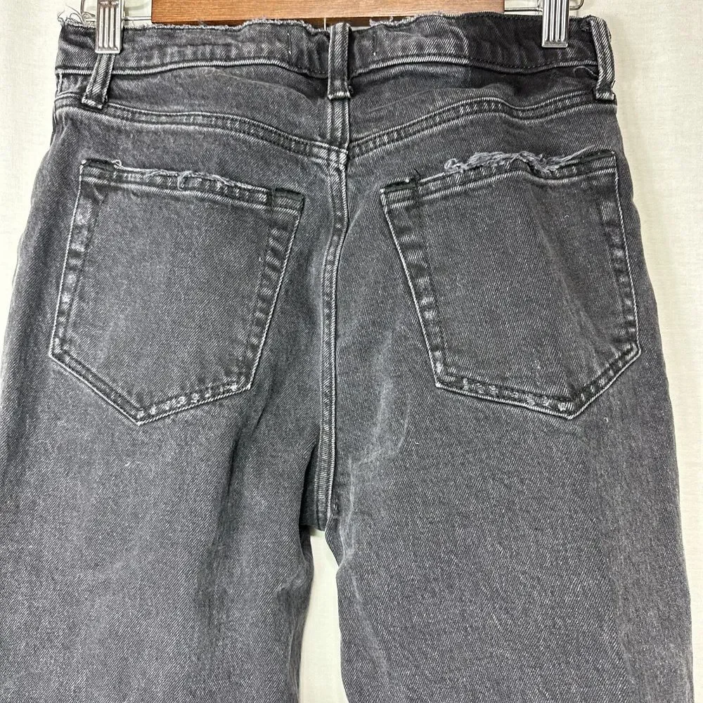 Abercrombie & Fitch Jeans Dad High Rise Women's‎ Size 27/4S Button Fly Black